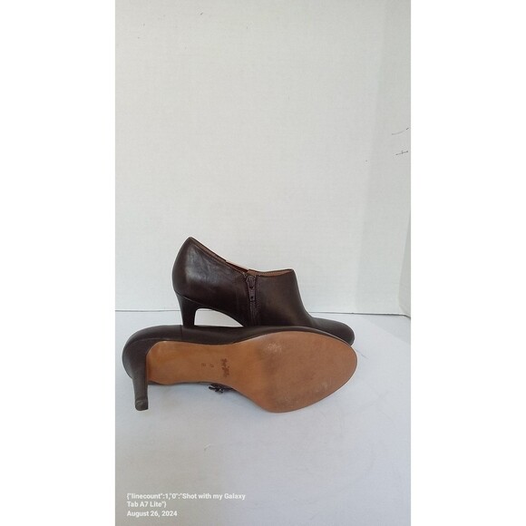 Coach Leather Booties Ankle Boots Heel Zip Brown Designer Shoes Size - Picture 5 of 6